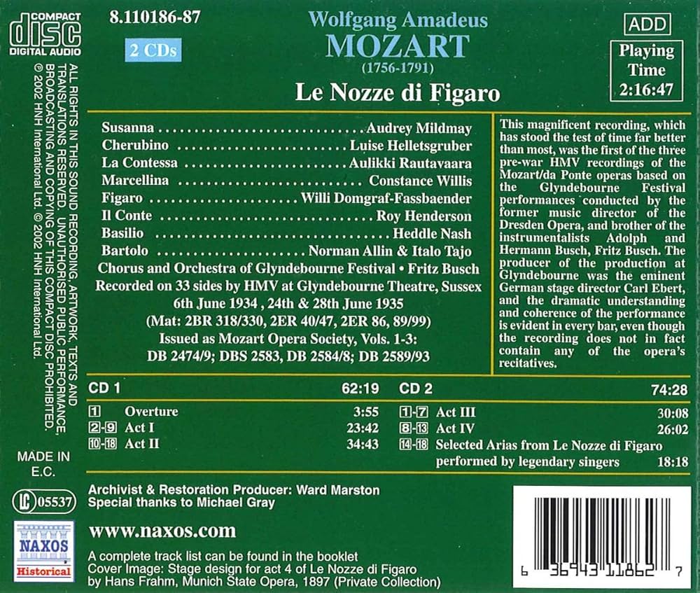 W.a. Mozart - Nozze Di Figaro-Comp Opera - Amazon.com Music